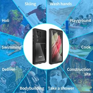 Comosso Waterproof Galaxy S23 Ultra Case - 6.8" Full Body Protection with Built-in Screen Protector & Shockproof Clear Black Cover