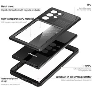 Comosso Waterproof Galaxy S23 Ultra Case - 6.8" Full Body Protection with Built-in Screen Protector & Shockproof Clear Black Cover