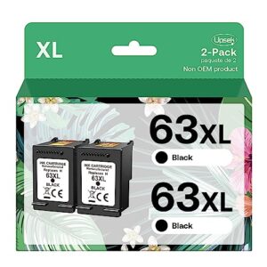 63xl ink cartridge compatible ink 63 xl replacement with hp officejet 4650 4652 4655 5200 5255 3830 envy 4520 4512 deskjet 1112 2130 2132 3630 printer (2 black)