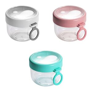 manmaohe 3 pack 20 oz overnight oats containers with lids and spoons plastic yogurt cups dessert cups reusable snack containers food storage containers for cereal on the go container