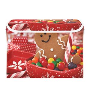 domiking gingerbread man large storage bin with lid collapsible shelf baskets box with handles empty gift basket for nursery drawer shelves cabinet