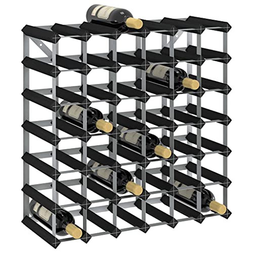 vidaXL Wine Rack for 42 Bottles Black Solid Pine Wood