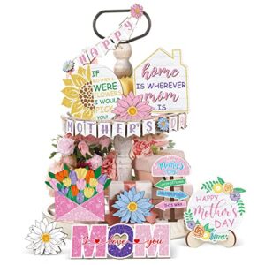 11 pcs mother's day tiered tray decorative wooden table signs wooden decor for mother's gift mother's day decorations party supplies, tiered tray not included