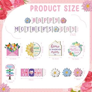 11 Pcs Mother's Day Tiered Tray Decorative Wooden Table Signs Wooden Decor for Mother's Gift Mother's Day Decorations Party Supplies, Tiered Tray Not Included