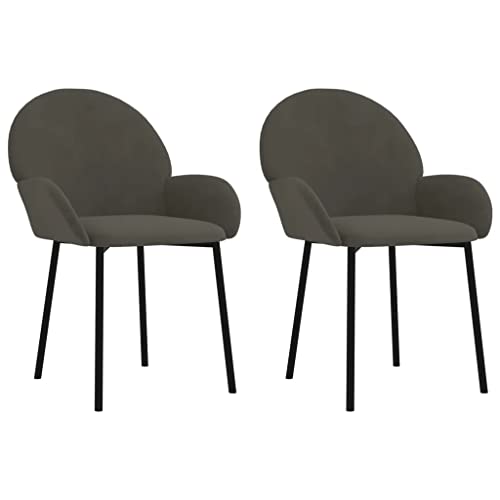 vidaXL Dining Chairs 2 pcs Dark Gray Velvet