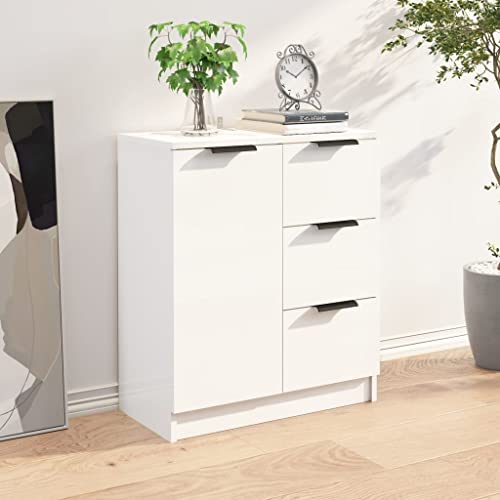 vidaXL Sideboard High Gloss White 23.6"x11.8"x27.6" Engineered Wood