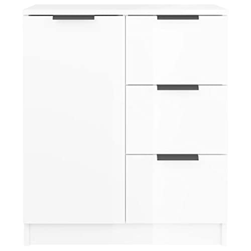 vidaXL Sideboard High Gloss White 23.6"x11.8"x27.6" Engineered Wood