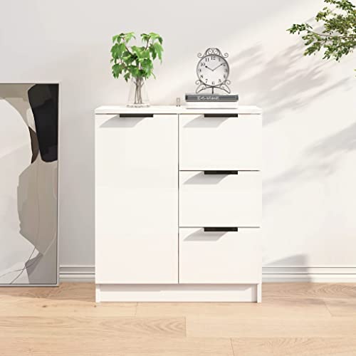 vidaXL Sideboard High Gloss White 23.6"x11.8"x27.6" Engineered Wood