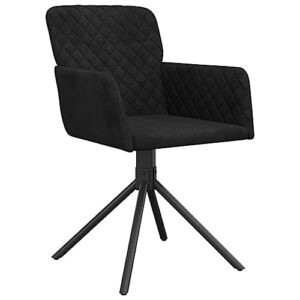 vidaXL Set of 2 Swivel Dining Chairs Black Velvet - Luxurious Material - Modern Design - Comfortable Foam Filling - Velvet Upholstered Seats with Armrests