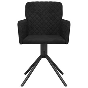 vidaXL Set of 2 Swivel Dining Chairs Black Velvet - Luxurious Material - Modern Design - Comfortable Foam Filling - Velvet Upholstered Seats with Armrests