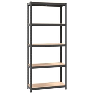 vidaxl 5-layer storage shelf - galvanized steel, engineered wood and plastic - industrial style - sturdy durable design - anthracite color - dimensions: 29.5" x 11.8" x 67.7"