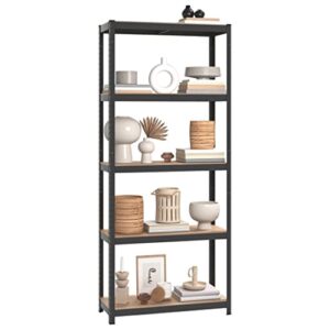 vidaXL 5-Layer Storage Shelf - Galvanized Steel, Engineered Wood and Plastic - Industrial Style - Sturdy Durable Design - Anthracite Color - Dimensions: 29.5" x 11.8" x 67.7"