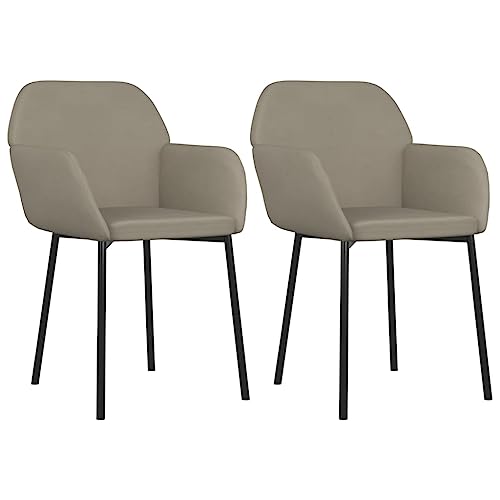 vidaXL Dining Chairs 2 pcs Light Gray Velvet