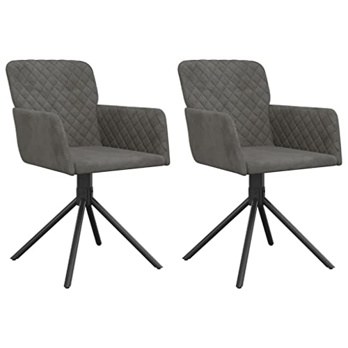 vidaXL Swivel Dining Chairs 2 pcs Dark Gray Velvet