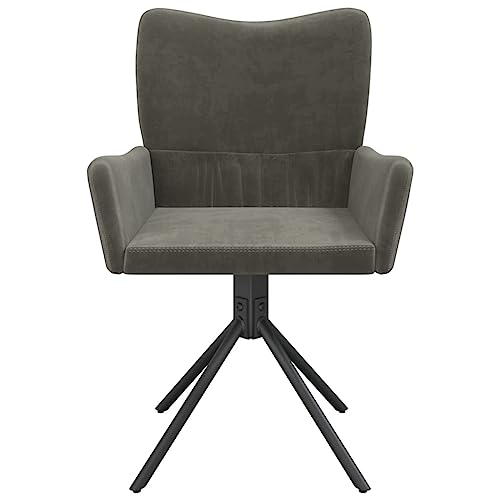 vidaXL Swivel Dining Chairs in Luxurious Dark Gray Velvet– Modern and Stylish, Comfortable Foam-Filled Seat, Perfect for Elegant Dining and Living Spaces