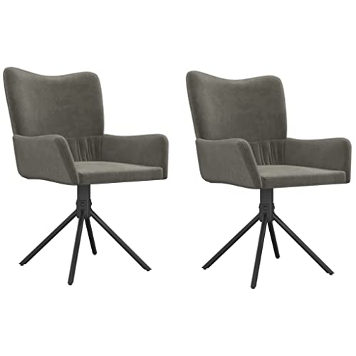 vidaXL Swivel Dining Chairs in Luxurious Dark Gray Velvet– Modern and Stylish, Comfortable Foam-Filled Seat, Perfect for Elegant Dining and Living Spaces