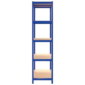 vidaXL - Durable 5-Layer Shelves, 2 pcs, Industrial Style, Galvanized Steel & Engineered Wood, Generous Storage Space, Blue