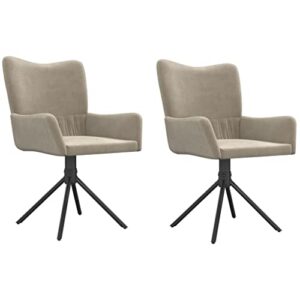 vidaxl modern swivel dining chairs - 2 pcs set in elegant light gray velvet, comfortably padded with foam, features 100% polyester material for durability