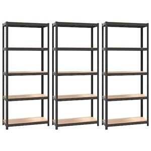 vidaxl 5-layer shelves 3 pcs anthracite steel&engineered wood