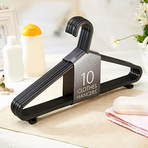 MFCHY 10pcs Adult Clothing Hanger Portable Household Clothe Dress Organizer Closet Space Saver Black