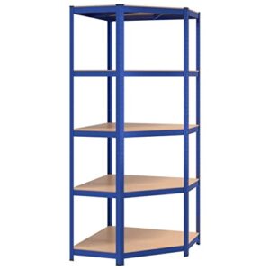 vidaxl 5-layer corner shelf in blue - steel & engineered wood material - ideal for residential and commercial storage - meets california proposition 65 standards