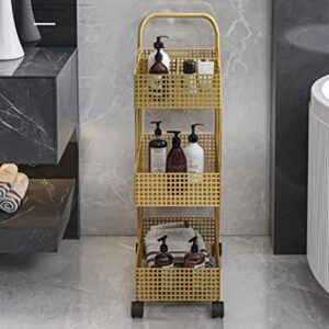 BHVXW Scandinavian Iron Shelves Bedroom Kitchen Metal Removable Bathroom Storage Rack with Wheels Trolley