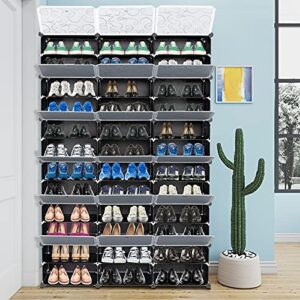 12-tier portable 72 pair shoe rack organizer 36 grids tower shelf storage cabinet stand expandable for heels, boots, slippers, black