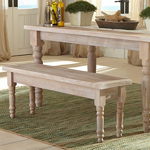 Grain Wood Furniture Valerie Solid Wood Bench, Driftwood