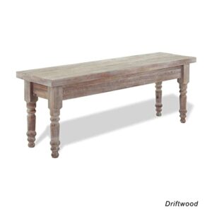 Grain Wood Furniture Valerie Solid Wood Bench, Driftwood