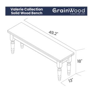 Grain Wood Furniture Valerie Solid Wood Bench, Driftwood