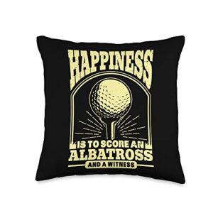 funny golfing albatross golf for golfers designs happiness is to score an albatross and witness golf men throw pillow, 16x16, multicolor