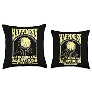 Funny Golfing Albatross Golf for Golfers Designs Happiness is to Score an Albatross and Witness Golf Men Throw Pillow, 16x16, Multicolor