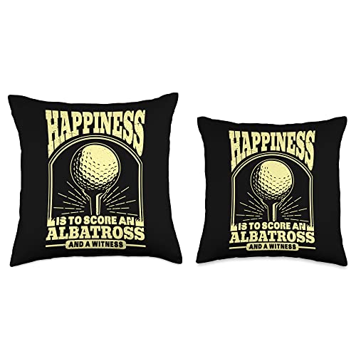 Funny Golfing Albatross Golf for Golfers Designs Happiness is to Score an Albatross and Witness Golf Men Throw Pillow, 16x16, Multicolor