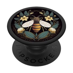 floral boho bee aesthetic honey beekeeper black popsockets standard popgrip