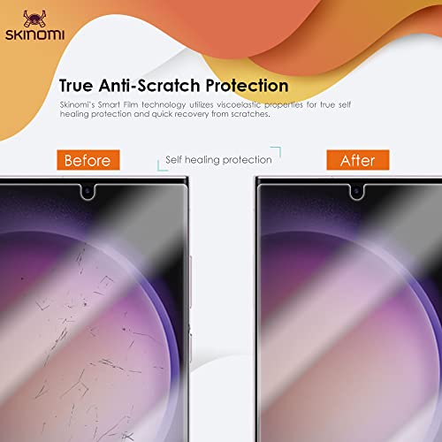 Skinomi Screen Protector Compatible with Samsung Galaxy S23 Ultra 5G Works with Fingerprint Scanner (2-Pack) Clear TechSkin TPU Anti-Bubble HD Film