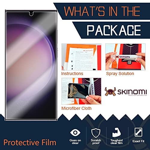 Skinomi Screen Protector Compatible with Samsung Galaxy S23 Ultra 5G Works with Fingerprint Scanner (2-Pack) Clear TechSkin TPU Anti-Bubble HD Film