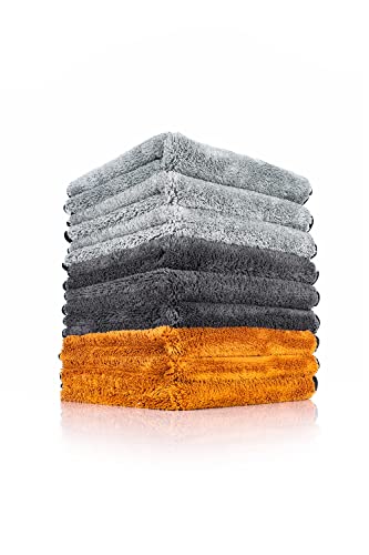 The Rag Company - The Wolf Pack - Premium Ultra-Soft Microfiber Detailing Towels; Buttersoft Suede Edge; Perfect for Buffing and Final Wipedowns; 480GSM, 16in x 16in, Mixed Earth Tone Colors (9-Pack)