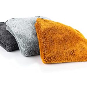 The Rag Company - The Wolf Pack - Premium Ultra-Soft Microfiber Detailing Towels; Buttersoft Suede Edge; Perfect for Buffing and Final Wipedowns; 480GSM, 16in x 16in, Mixed Earth Tone Colors (9-Pack)