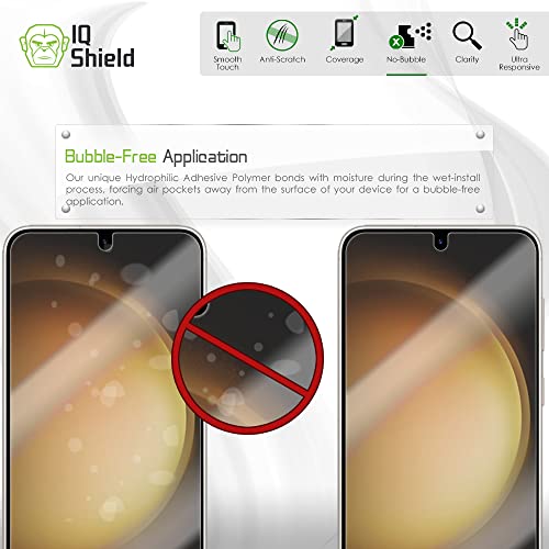 IQShield Screen Protector Compatible with Samsung Galaxy S23 Plus 5G Works with Fingerprint Scanner (2-Pack) Anti-Bubble Clear TPU Film