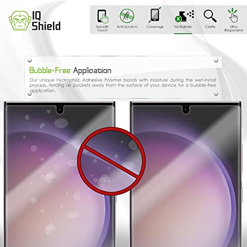 IQShield Screen Protector Compatible with Samsung Galaxy S23 Ultra 5G Works with Fingerprint Scanner (2-Pack) Anti-Bubble Clear TPU Film