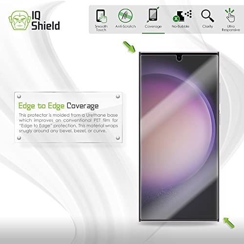 IQShield Screen Protector Compatible with Samsung Galaxy S23 Ultra 5G Works with Fingerprint Scanner (2-Pack) Anti-Bubble Clear TPU Film