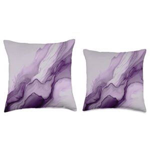 Pretty Trendy Modern Color Designs Lavender Purple Abstract Ink Flow Throw Pillow, 18x18, Multicolor