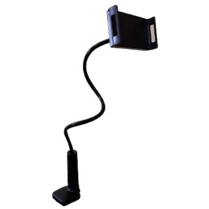 Flexible Phone Holder, Gooseneck Phone Holder for Bed or Desk - Flexible Lazy Long Arm Headboard Bedside 360 Pivoting Mount Clip Adjustable Bracket Clamp Stand, Compatible with Smartphones (Black)