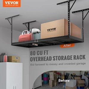 VEVOR Overhead Garage Storage Rack, 3x8 Garage Ceiling Storage Racks, Heavy Duty Adjustable Cold Rolled Steel Racks for Garage Storage, Organization, 600 lbs Load Capacity, 22''-40" (Black)