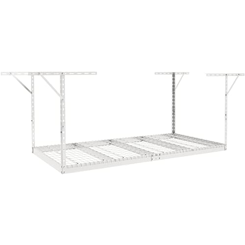 VEVOR Overhead Garage Storage Rack, 4x8 Garage Ceiling Storage Racks, Heavy Duty Adjustable Cold Rolled Steel Racks for Garage Storage, Organization, 600 lbs Load Capacity, 22''-40" (White)