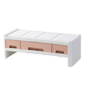 tjlss monitor riser drawer organizer desktop storage box cabinet organiser chest of drawers units computer heightening rack (color : white pink)