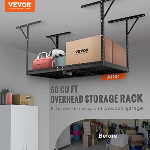 VEVOR Overhead 3x6 Garage Ceiling Storage Racks, Heavy Duty Adjustable Cold Rolled Steel Racks for Garage Storage, Organization, 550 lbs Load Capacity, 22''-40"