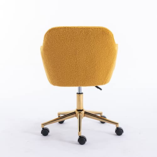 Goujxcy Home Office Chair, Furry Desk Chair Upholstered Fluffy Vanity Chair Modern Task Chair Accent Chair Adjustable Swivel Chair