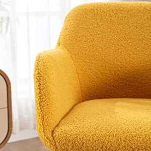 Goujxcy Home Office Chair, Furry Desk Chair Upholstered Fluffy Vanity Chair Modern Task Chair Accent Chair Adjustable Swivel Chair