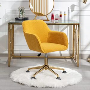 Goujxcy Home Office Chair, Furry Desk Chair Upholstered Fluffy Vanity Chair Modern Task Chair Accent Chair Adjustable Swivel Chair